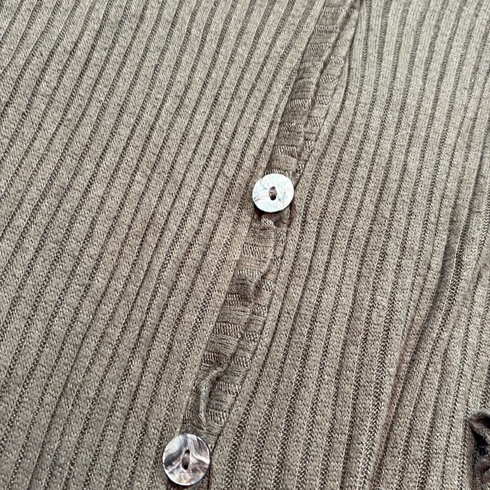Anthropologie Olive Green Ribbed Button-Front Cardigan - Picture 5 of 9